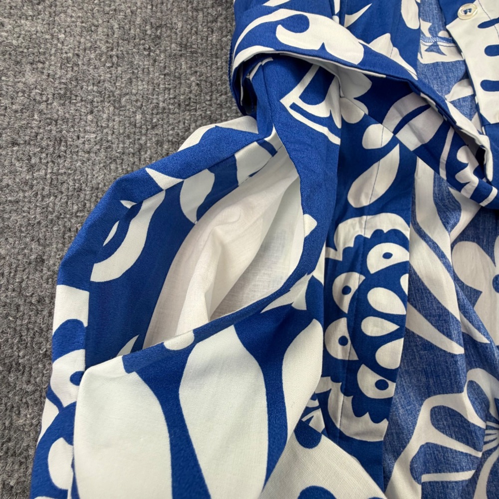 Boden Womens 12R Blue White Floral Cotton Midi Shirt Dress Vacation Belted NWT - Picture 5 of 13